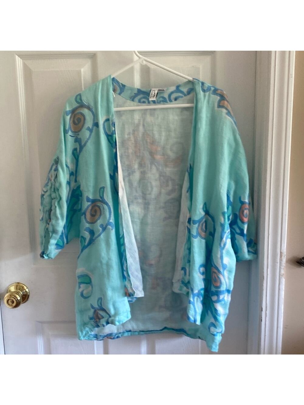 Winter Sun ladies M linen print open front jacket